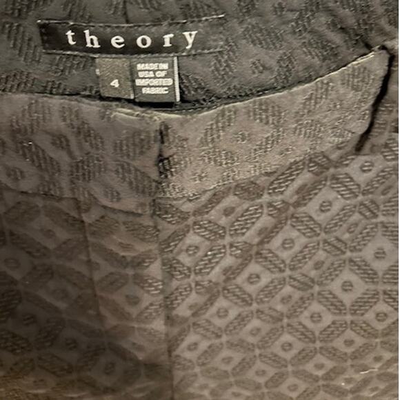 THEORY Black Izelle Charismatic Jacquard Geometric Pants Business Office Size 4 - Picture 2 of 13